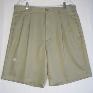 Grand Slam* Men's 1.5" Belt Loop Multipocketed Front Pleated Khaki Shorts~‎ 36W